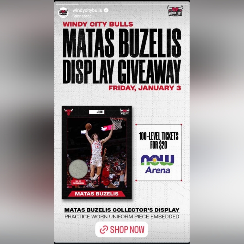 Windy City Bulls Matas Buzelis Collectible Display # 853/1000 SGA 1/3/25
